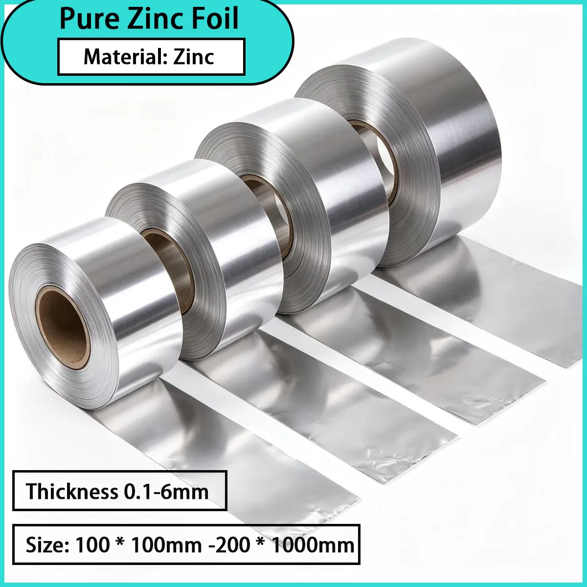 0.1-6mm thick pure zinc foil is used for batteries, electromagnetic shielding, etc