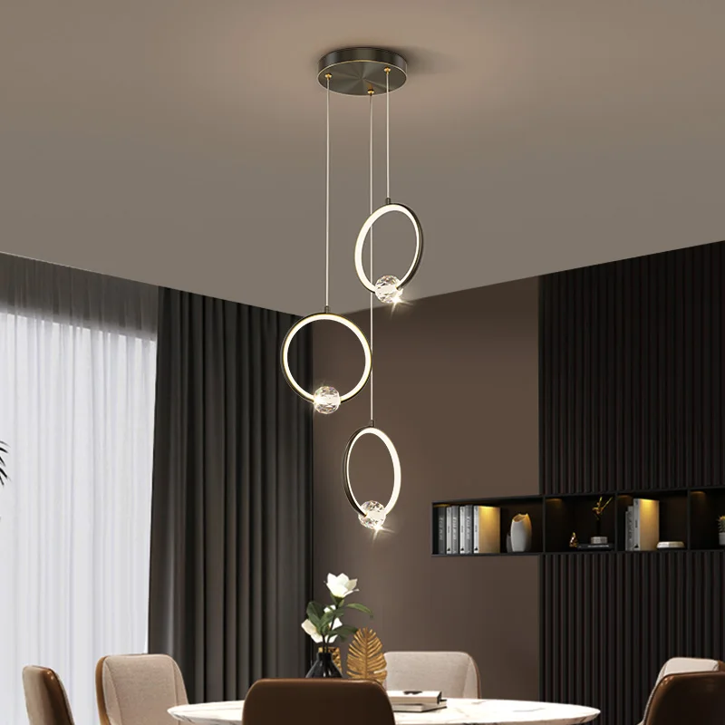 nordic LED ring gold hanging light modern home decor crystal kitchen table hanging dining lamp living room bedroom night lights