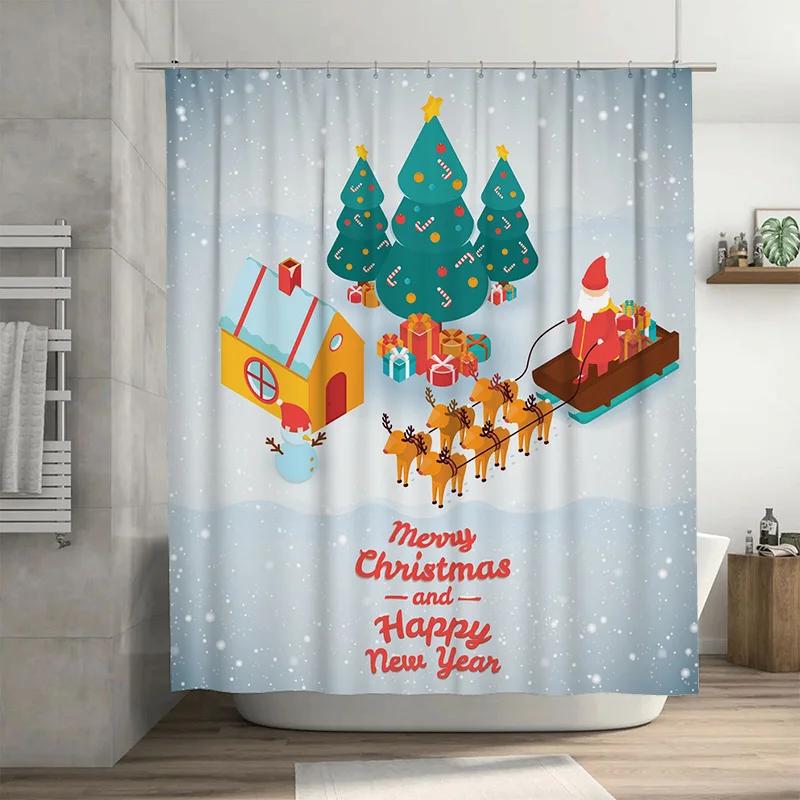 

TU Рождественская занавеска для душа с рождественским узором Праздник Праздничный декор для ванной комнаты Рождественский праздничный домашний декор Праздничный душ Curtai