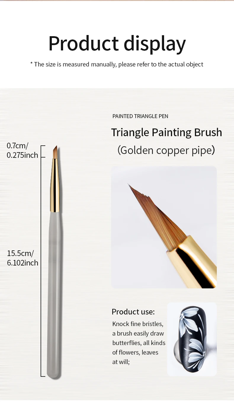 1Pcs Dreieckige Malerei Pinsel Nägel Kunst Pinsel Französisch Linien Streifen Grid Blume Schmetterling Dreieck Malerei Stift Maniküre Werkzeuge – Detail 7