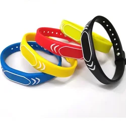 Bracelet RFID en silicone 13.56Mhz, 5 pièces, électronique, IC smart 1K f1108