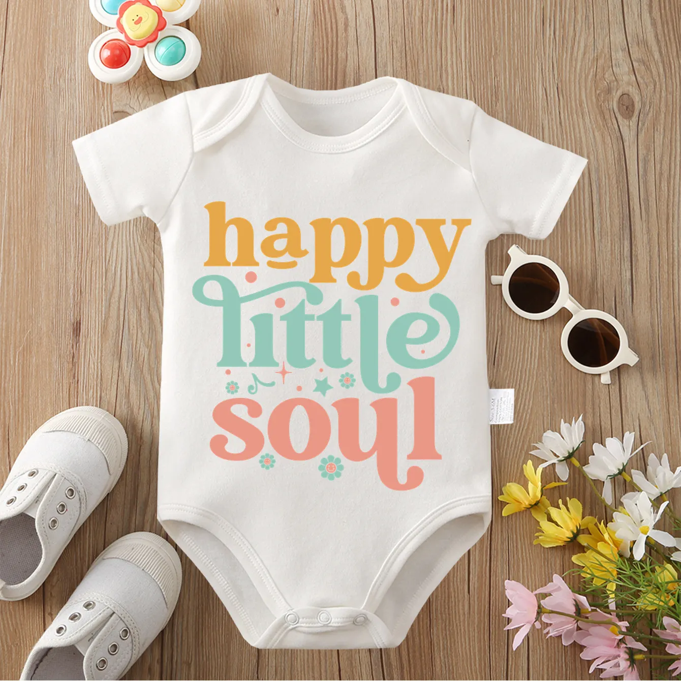 

Happy Little Soul изысканная ткань с принтом из чистого хлопка, удобный комбинезон-боди для малышей, комбинезон для новорожденных от 0 до 12 месяцев