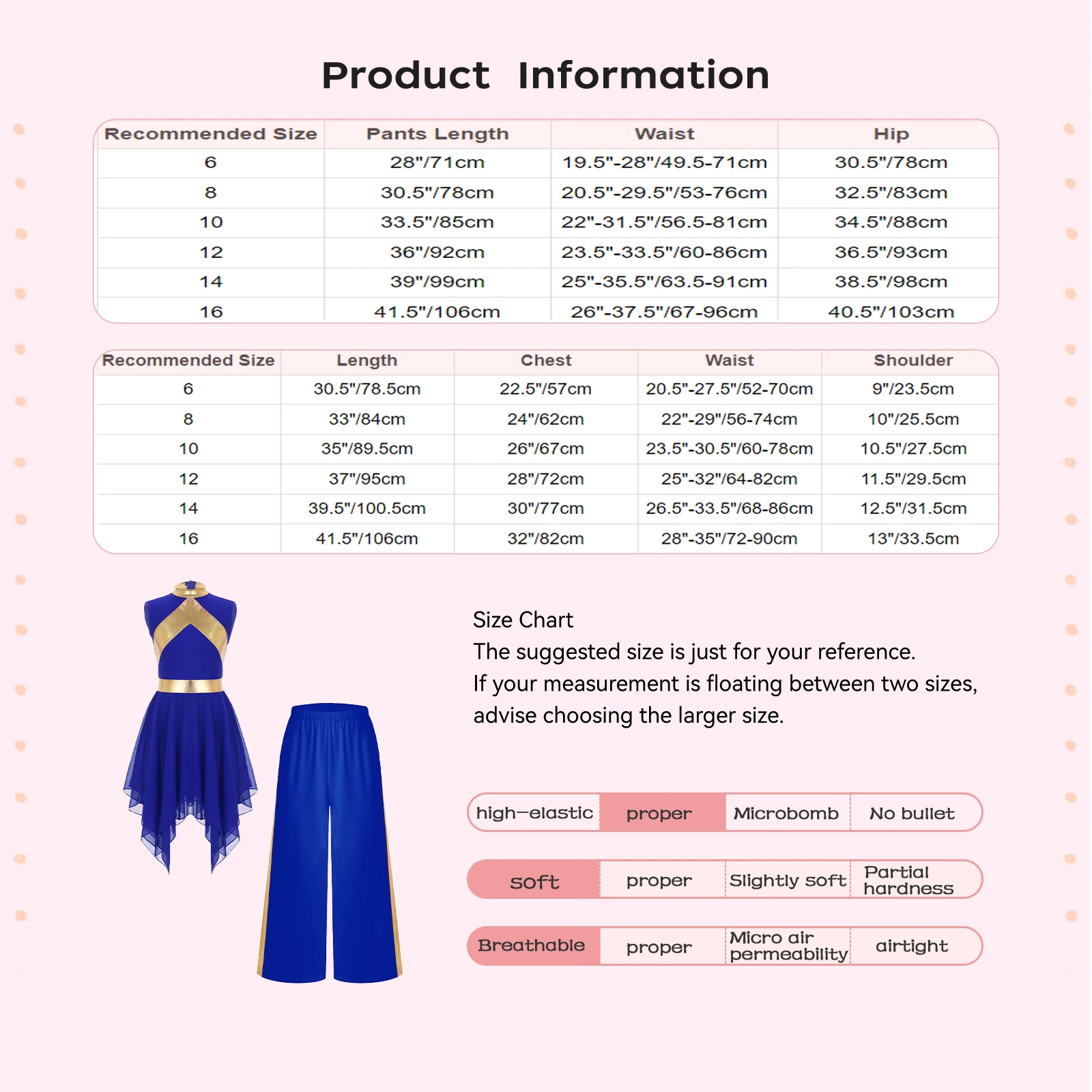 أطفال فتاة العبادة الثناء الرقص الزي لامع التباين اللون أكمام غير المتكافئة هيم فستان + بنطال ذو قصة أرجل واسعة لأحداث الكنيسة