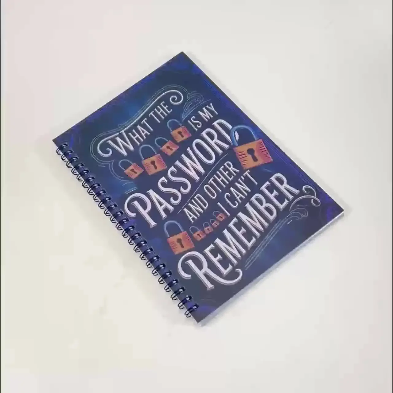 인터넷 및 컴퓨터 로그인, 웹사이트 기록, 사용자 이름, 비밀번호를 위한 2개의 재미있는 나선형 비밀번호 노트북 일기장