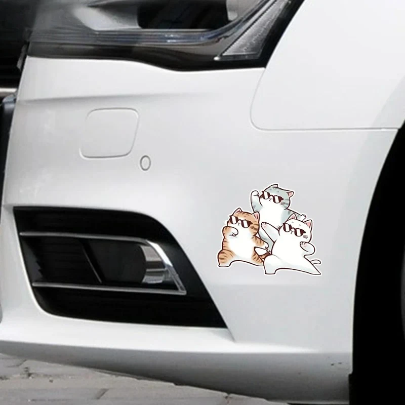 Cute Three Kittens Car Motorcycle Stickers Waterproof Vinyl Decal for Tailgate Glass Side Windows Tank Fairing Car Styling Decor