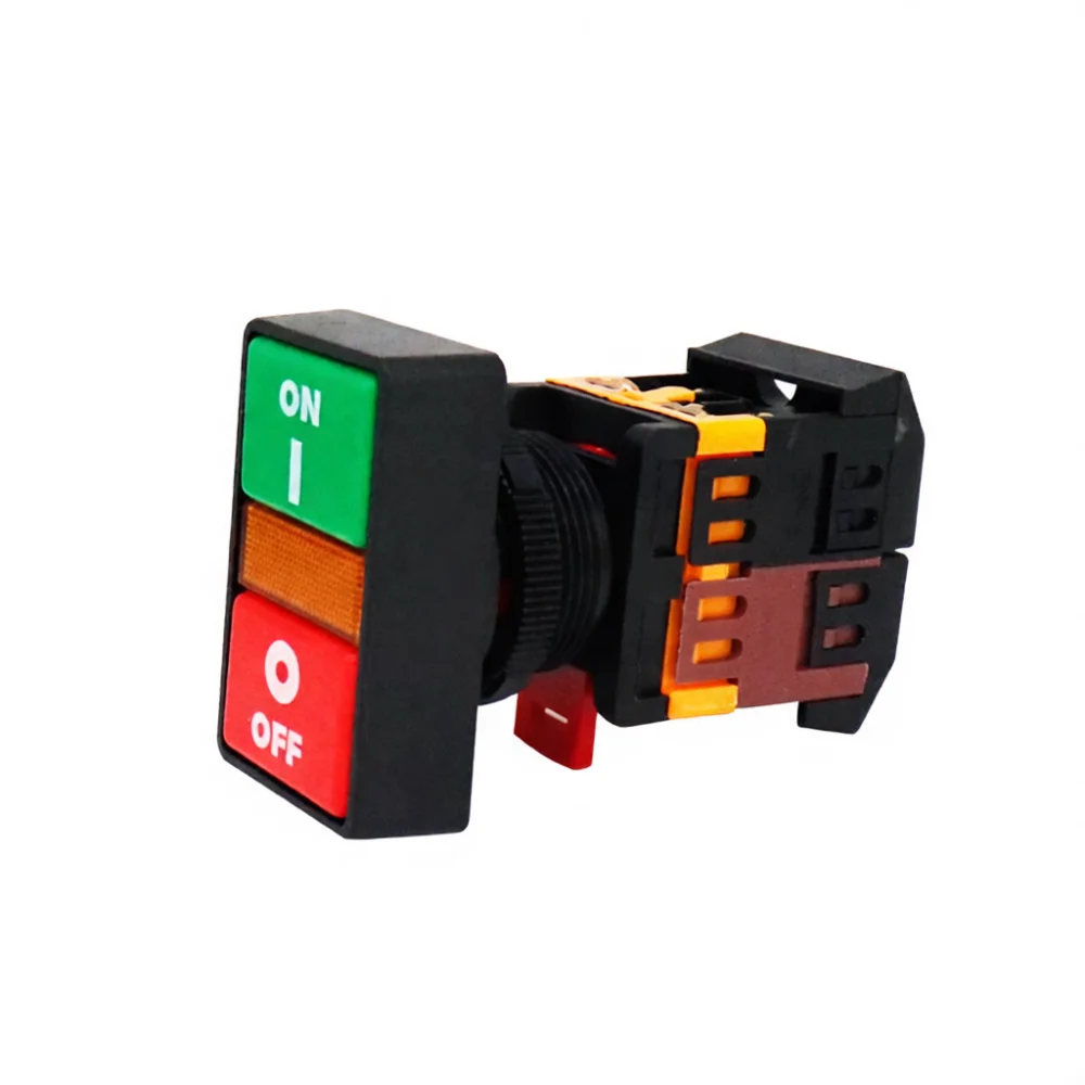 Industrial Lighted Dual Push Button Switch For CNAOM PPBB 30N 30mm Mounting Hole Square Head Mechanical Equipment Signal Device