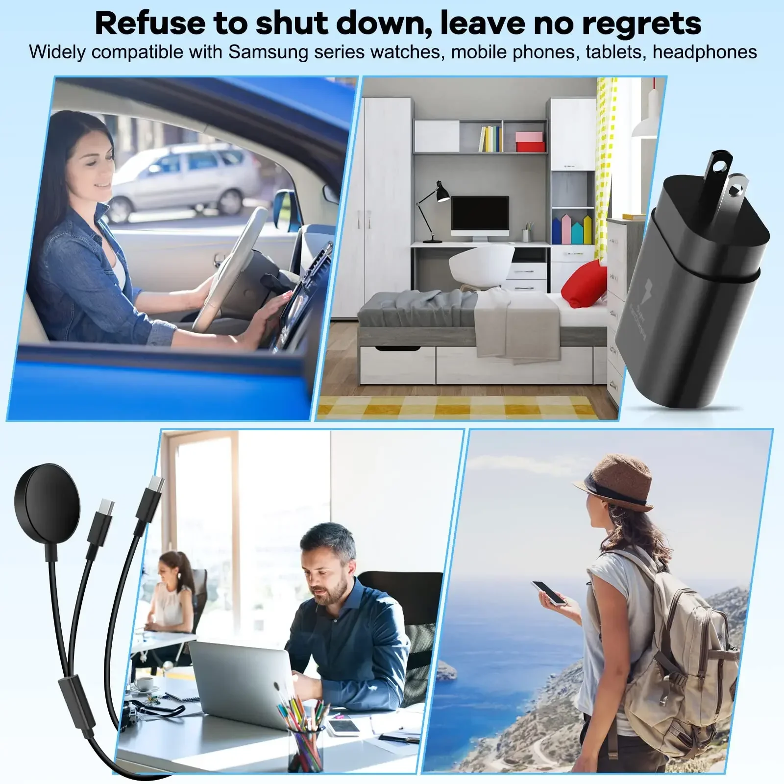 VIEKFON 2-in-1-USB-C-Ladegerät für Samsung Galaxy Watch Typ C USB-A-Kabel für Galaxy Watch6/5/4 Watch 5 Pro Galaxy S23 S22 Ultra