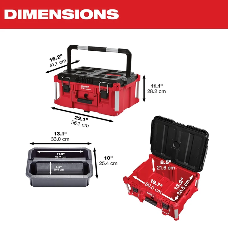 Milwaukee PACKOUT Tool Box 48-22-8424 48-22-8425 48-22-8426 Power Tool Accessories Stackable Combination Containment Case