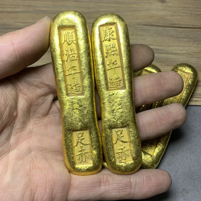 Antique copper , ancient ingots, of Five Emperors, a set of gold bars from the Shunzhi, Qianlong, and K