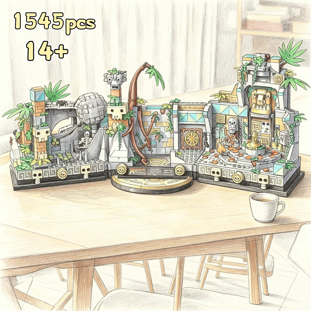 2026 Home Decoration Golden Hall Building Kit Indiana Model Ornament Birthday Christmas Gift