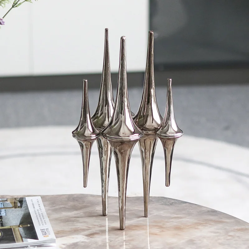 Abstract art reflection cone metal sculpture ornament model room sales office lobby negotiation area creative decoration