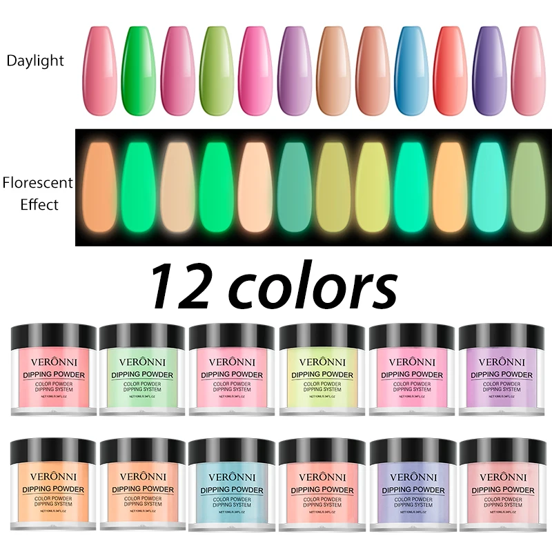 Poudre de trempage pour les ongles, effet Shoous Nail Art, système de trempage au néon pour salon à domicile bricolage, extension de manucure 3D, 12 couleurs