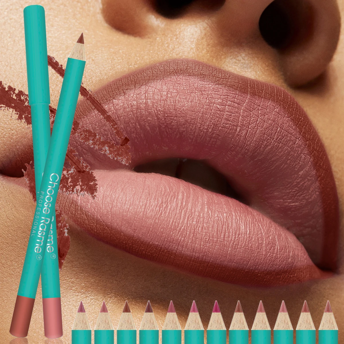 Delineador labial fosco, bastão longo, suave e durável, maquiagem fácil de aplicar, contorno perfeito e enchimento para todos os tipos de pele