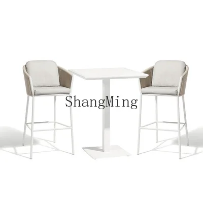 DSASM outdoor bar chair outdoor courtyard rattan garden high stool balcony leisure bar chair rope weaving