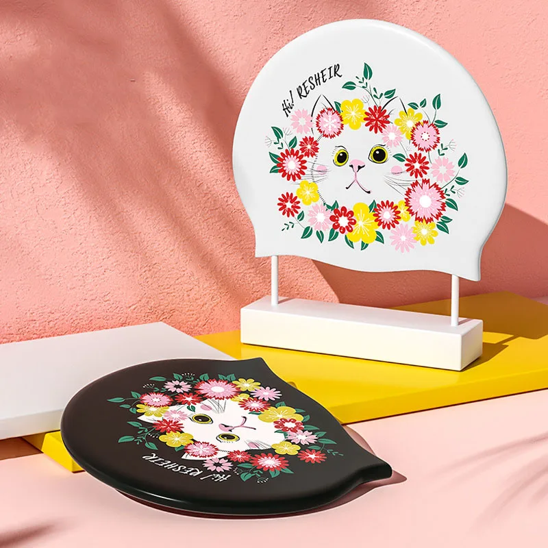 

Модная водонепроницаемая шапочка для взрослых с принтом, силиконовая шапочка для плавания