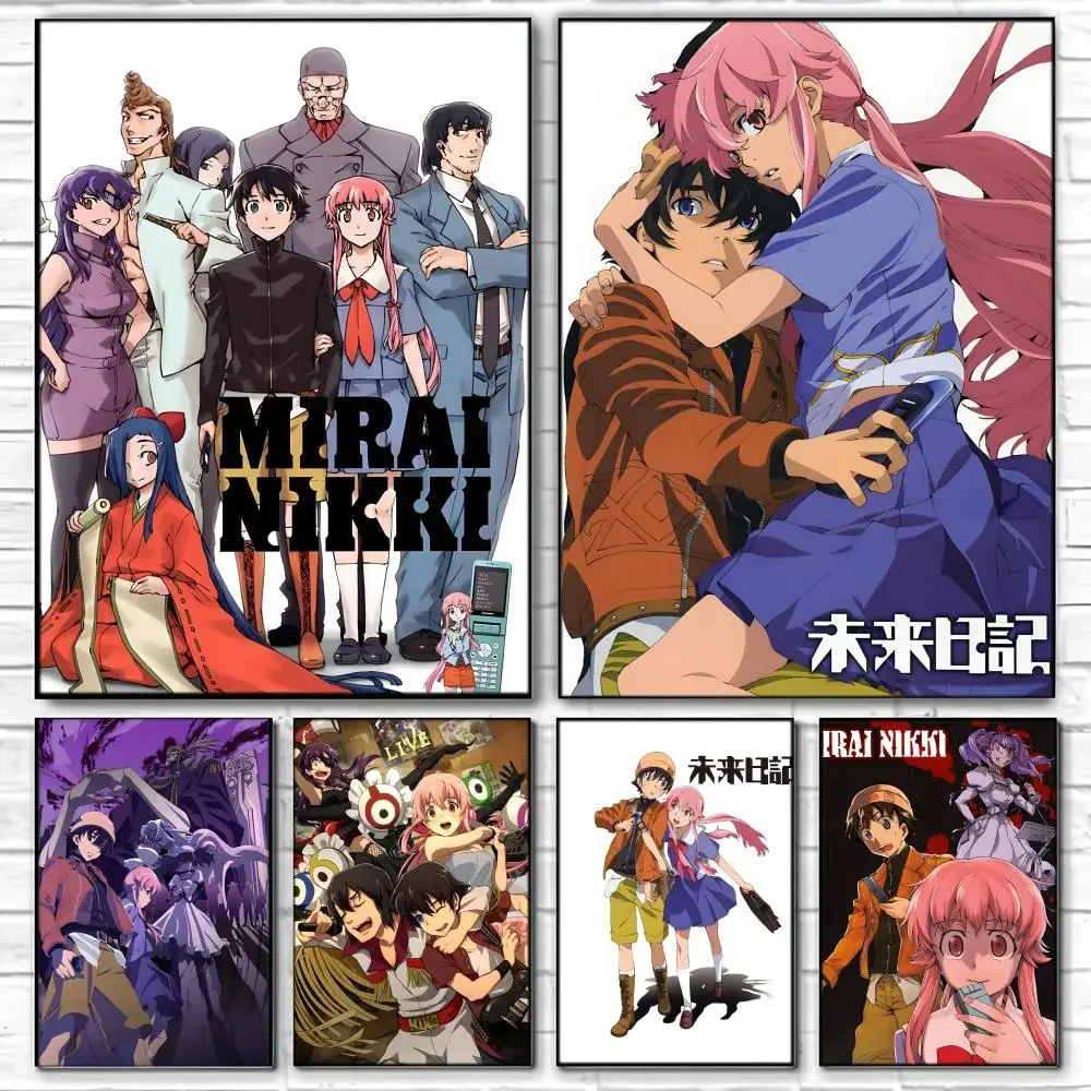 Anime M-Mirai Nikki Poster Self-adhesive Art Waterproof Paper Sticker Coffee House Bar Room Wall Decor