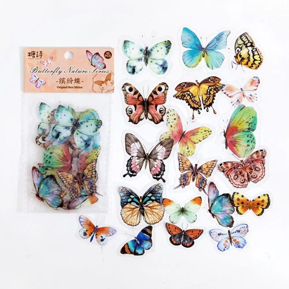 Diary Retro DIY Material Handbook Album Scrapbooking Stickers Journal Stickers Stationery Sticker Butterfly Decorative Sticker