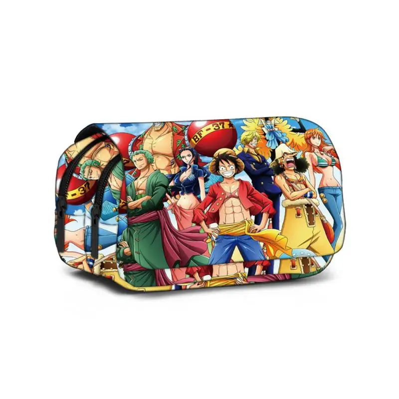 One Piece Anime Stationery Bag Cute Girl Decorate Double Layer Pencil Case Child Toy Cartoon Portable Gift Wholesale