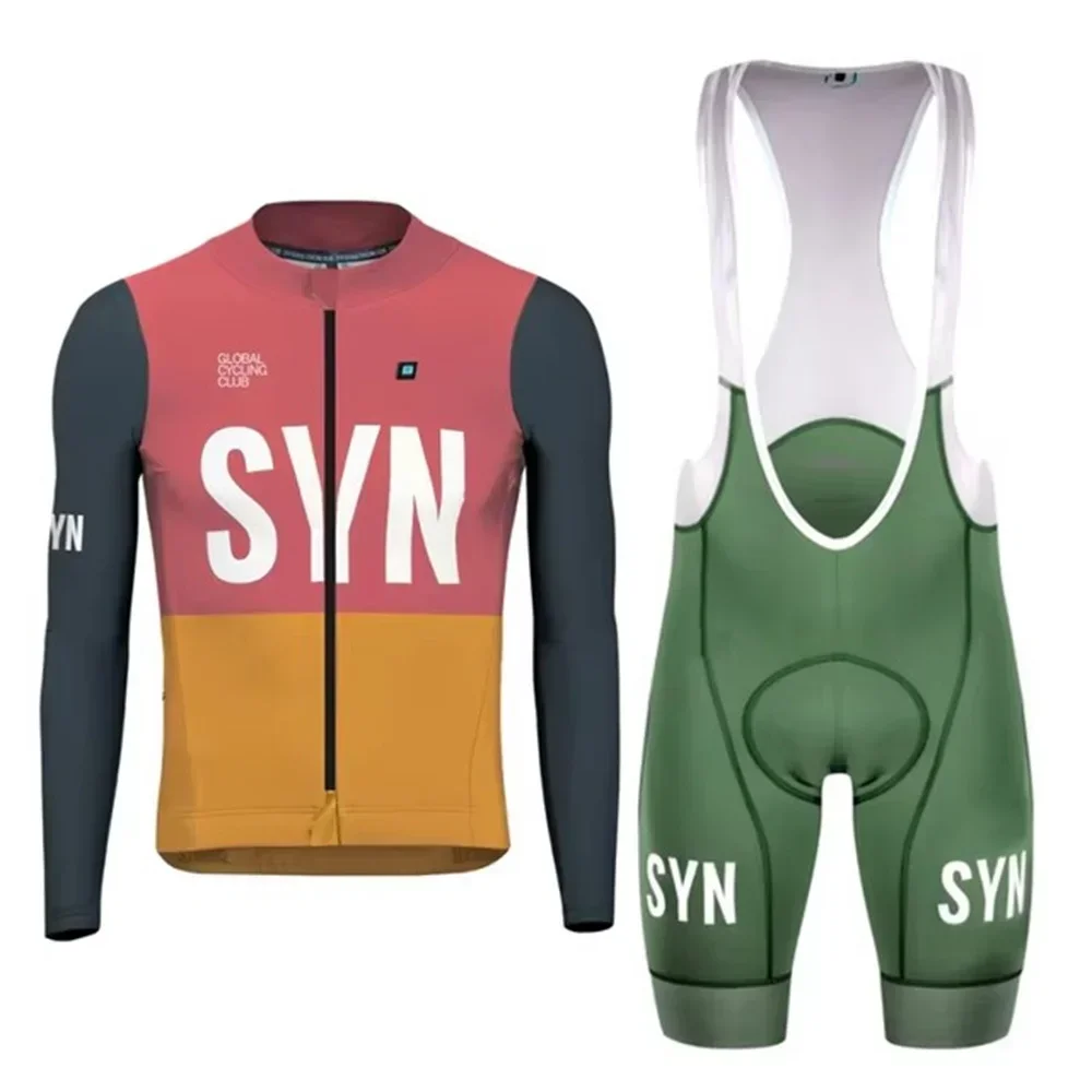 2025 SYN men's long sleeve cycling Kits spring summer outdoor road cycling suit bib shorts and top collection suits Quick-drying