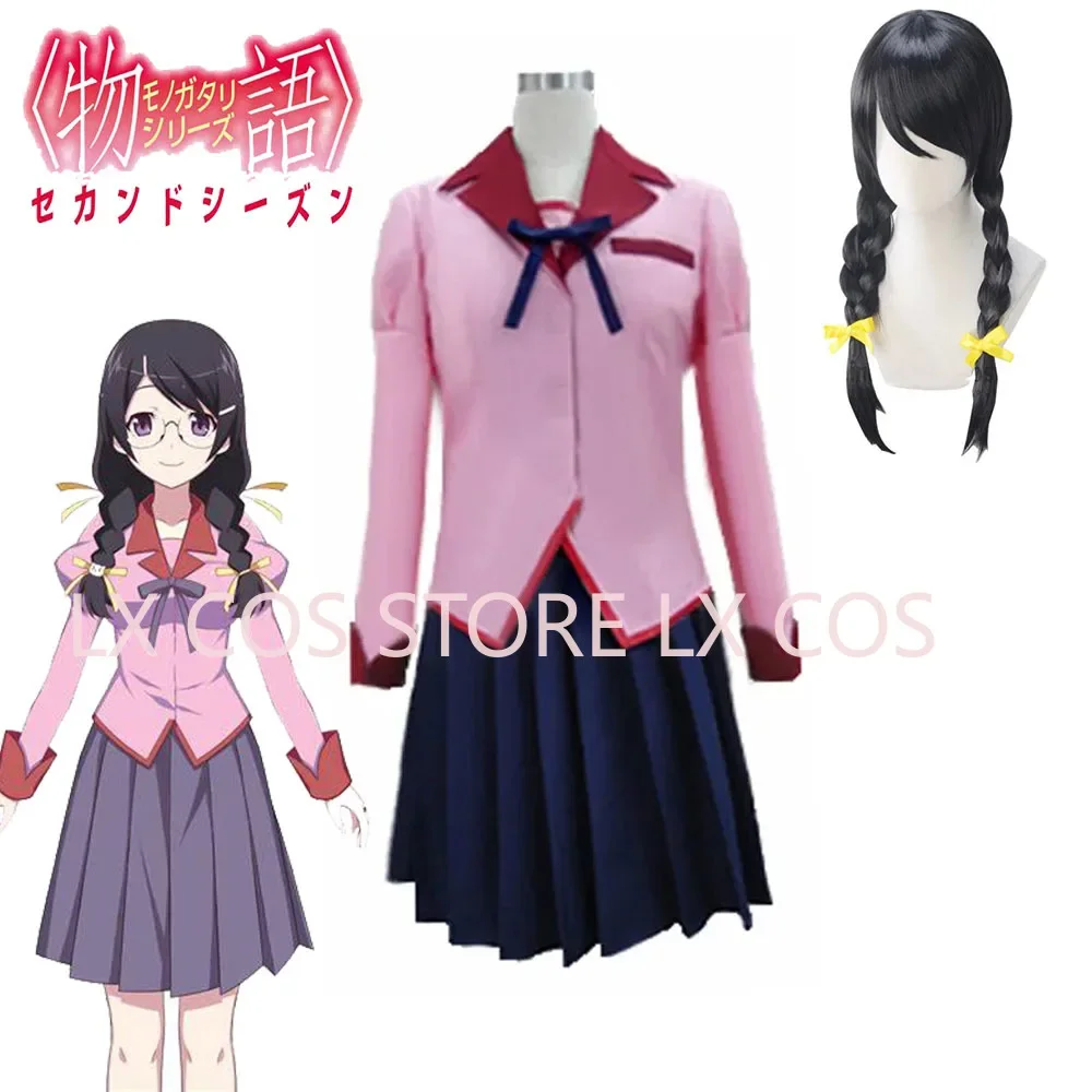 Senjougahara Hitagi Cosplay Costume Hanekawa Tsubasa Anime Bakemonogatari Monstory Custom size