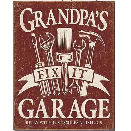 Grandpas Garage Tin Sign Grandad Fix It - 40.5 x 31.5 Genuine Licensed USA - NEW --Tin Sign