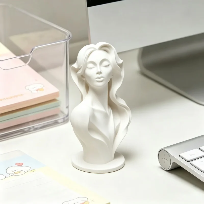 Modern Minimalist Female Bust Statue Nordic Elegance Lady Figure Miniature Ornament Bookshelf Living Room Desktop Decor