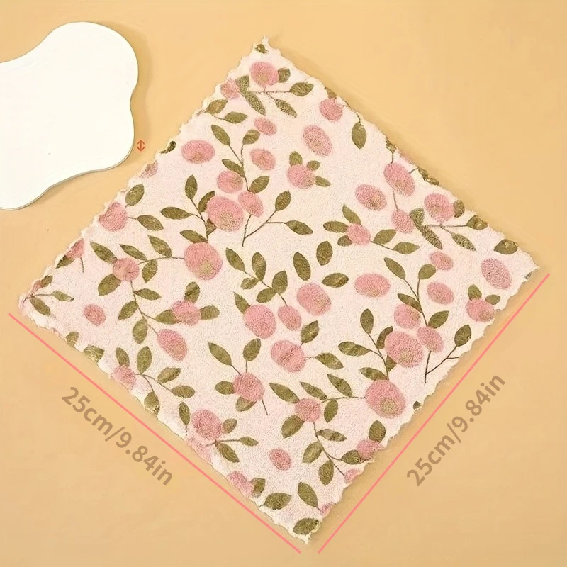 20 Coral Fleece Cleaning Cloths, Super Absorbent, Quick-Drying, Soft Cleaning Cloths, Multi-Purpose and Reusable Wipes, Suitable for Kitchen, Bathroom, Glass, and Car Washing, Available in Coral Pink and Gold Patterned Versions