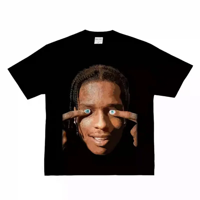 

ASAP Rocky Hip Hop Rapper Heavy Cotton Rap VTG Cotton Short Sleeve Tt T-shirt High Quality T-shirt