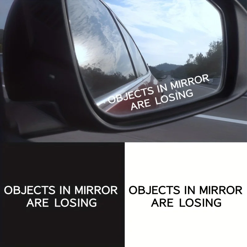 

1PC Text Sticker (Black/White) - Waterproof Vinyl for Car Mirror Decor
