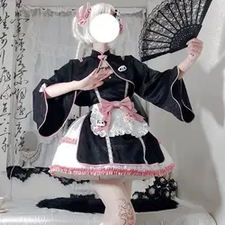 Green Pink Cute Lolita Dress Chinese maid Style Panda jsk suit Party Daily Lolita Dress Bowknot Medieval Dress Kawaii Chic Dress