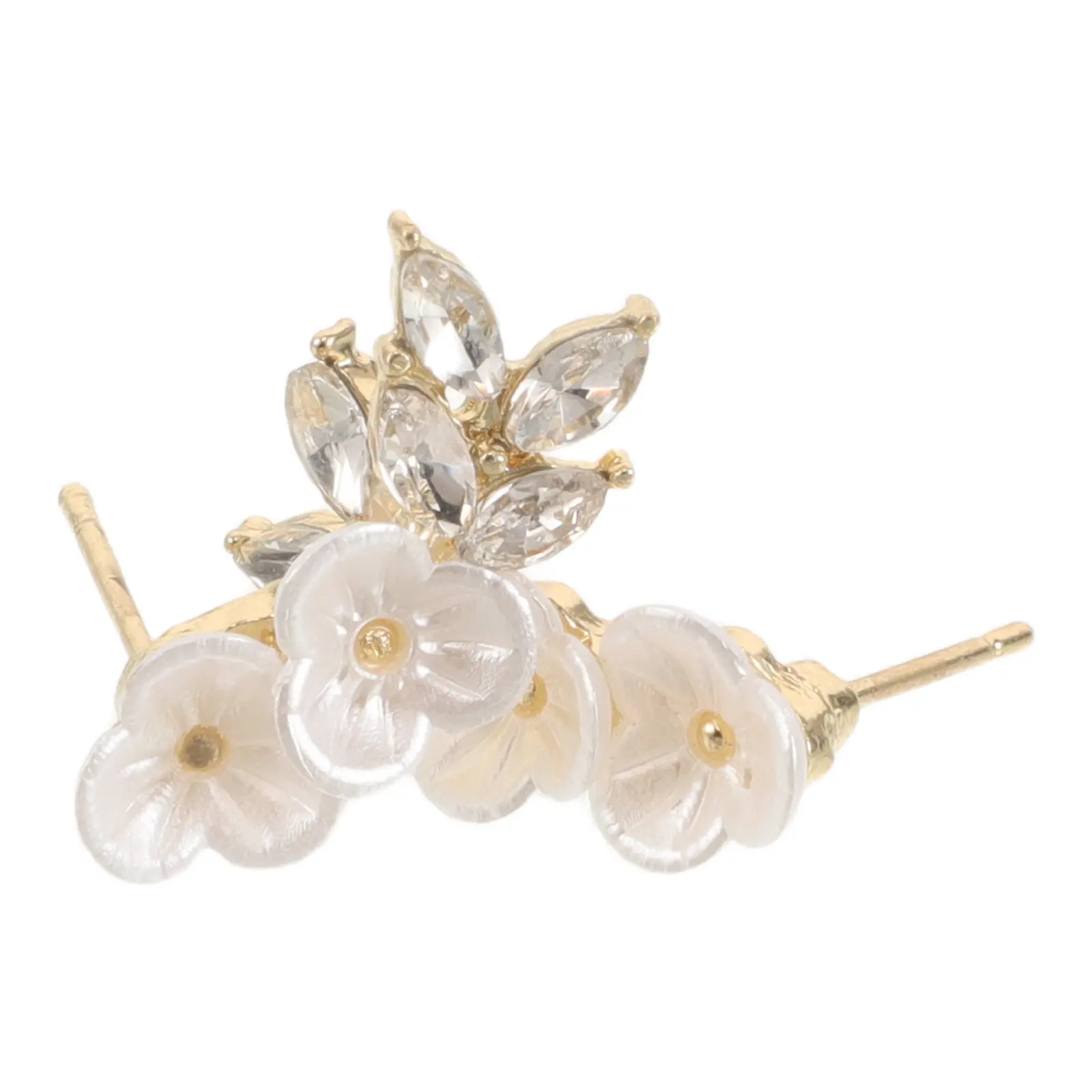 1Pair Plum Blossom Stud Earrings Golden Floral Cluster Ear Studs Chinese Style Rhinestone Flower Earrings Women Wedding Daily