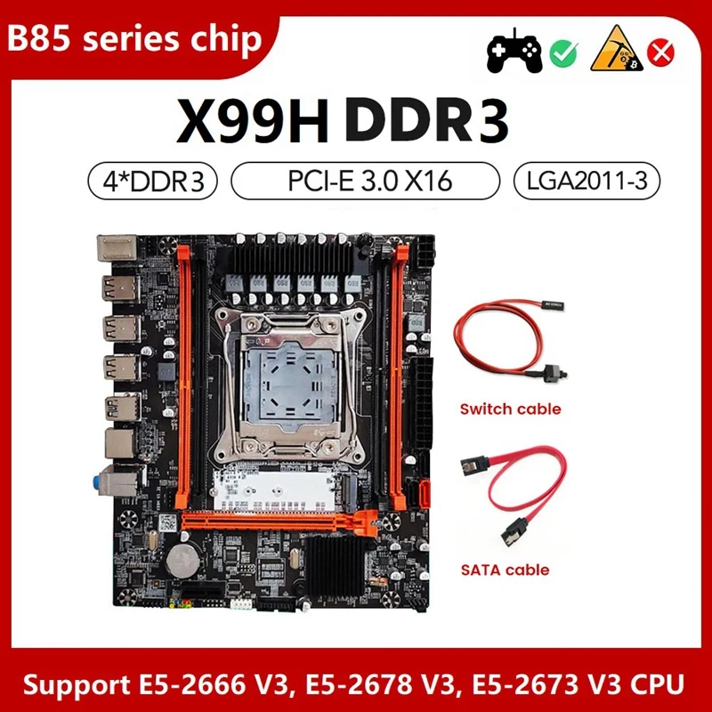 

X99(X99H) Motherboard +Switch Cable+SATA Cable LGA2011-V3 DDR3X4 ECC Server Memory Slot M.2 NVME PCI-E 3.0 X16 SATA3.0