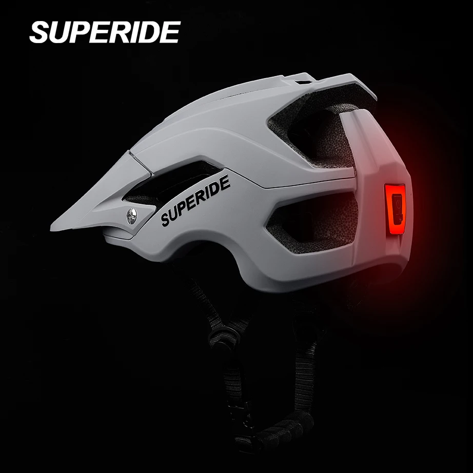 

SUPERIDE Мужской и женский велосипедный шлем MTB с перезаряжаемой задней подсветкой, шлем для шоссейного горного велосипеда, сверхлегкий велосипедный шлем