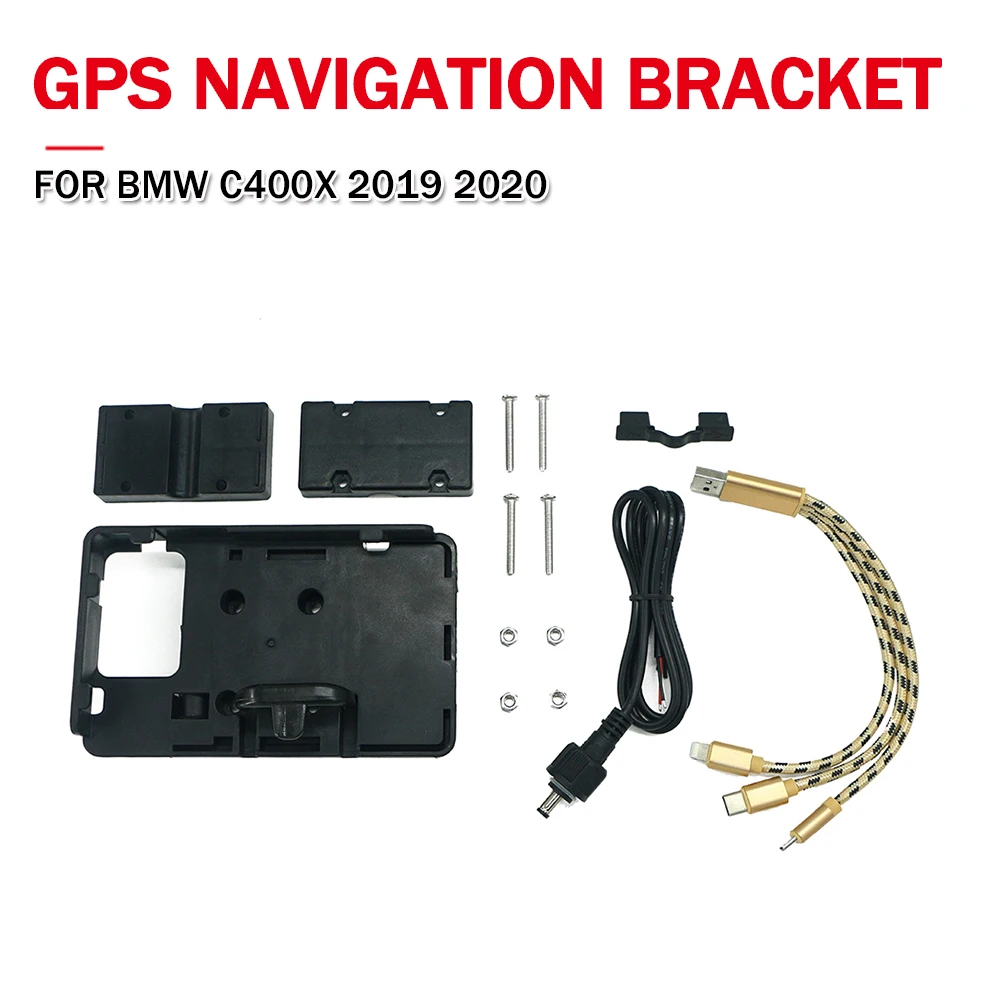 

Motorcycle Mobile Phone Navigation GPS Plate Bracket USB Charger Adapter Holder Fixed Seat For BMW C400X C400 X C 400X 2019 2020