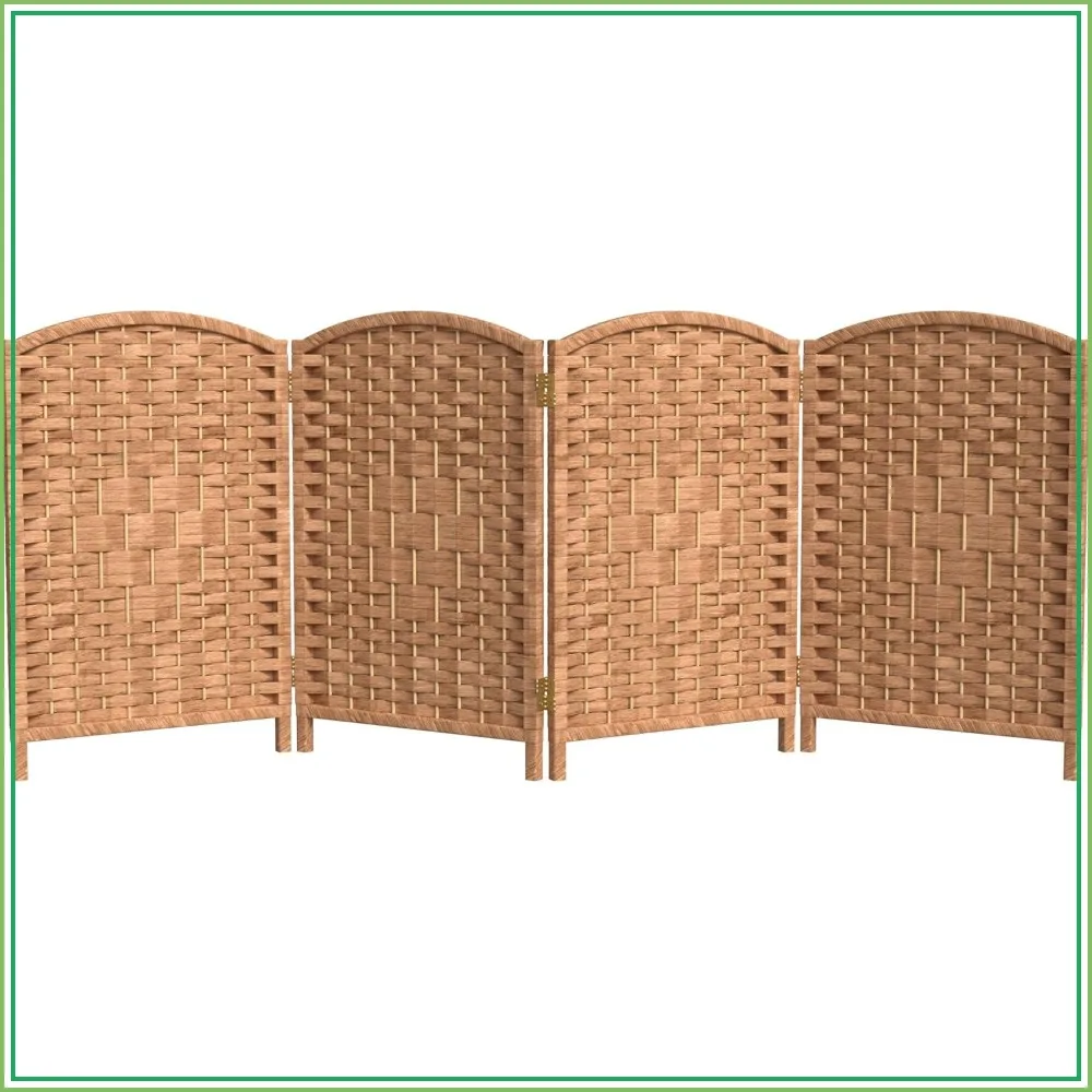 

4 Panel Folding Screen, 2 ft Tall, Diamond Weave Fiber, Natural