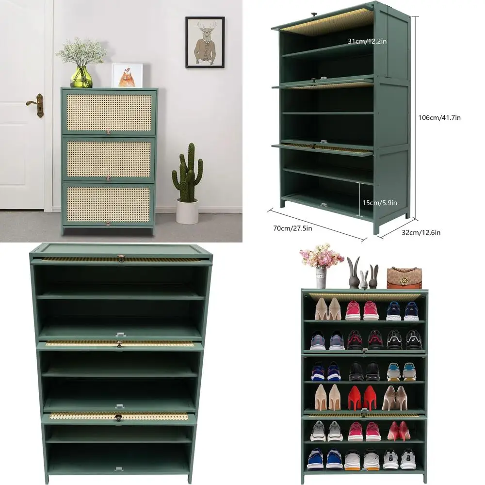 

Шкаф для хранения обуви из зеленого бамбука - Отдельно стоящая полка-органайзер