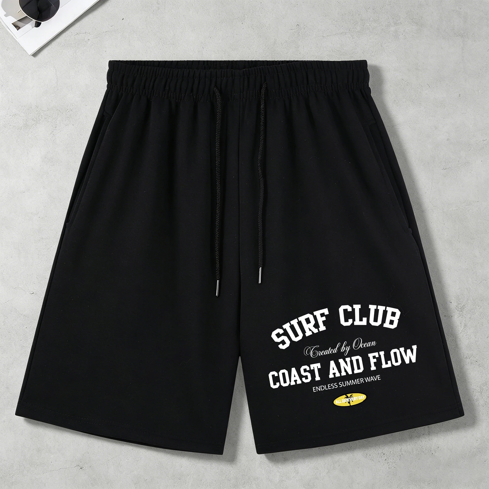 

Surf Club Coast And Flow Printed Mens Sport Shorts Summer Street Pants Casual Loose Clothing Unisex Pocket Wide-Leg Pants