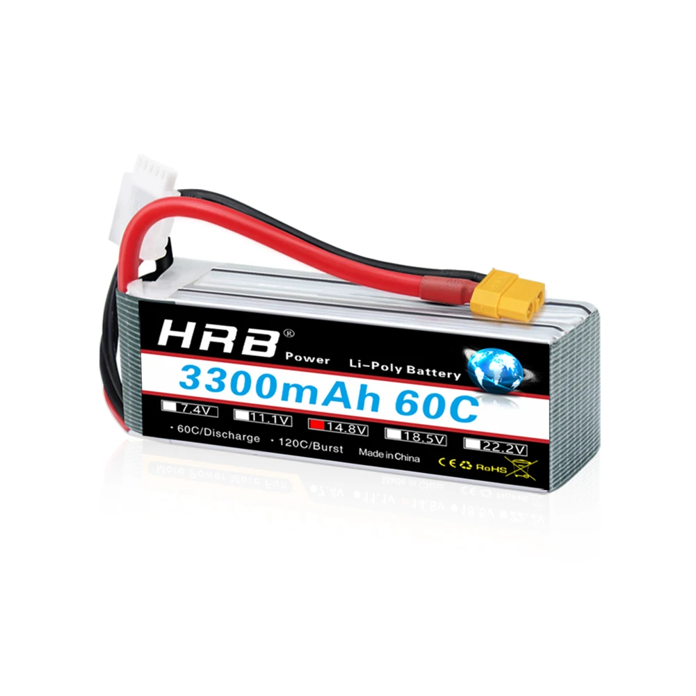 HRB 4S 3300mAh Lipo batterij 14.8v RC Batterij 60C Met XT60 connector voor RC Auto Vrachtwagen Monster RC boot Vliegtuig FPV Drones