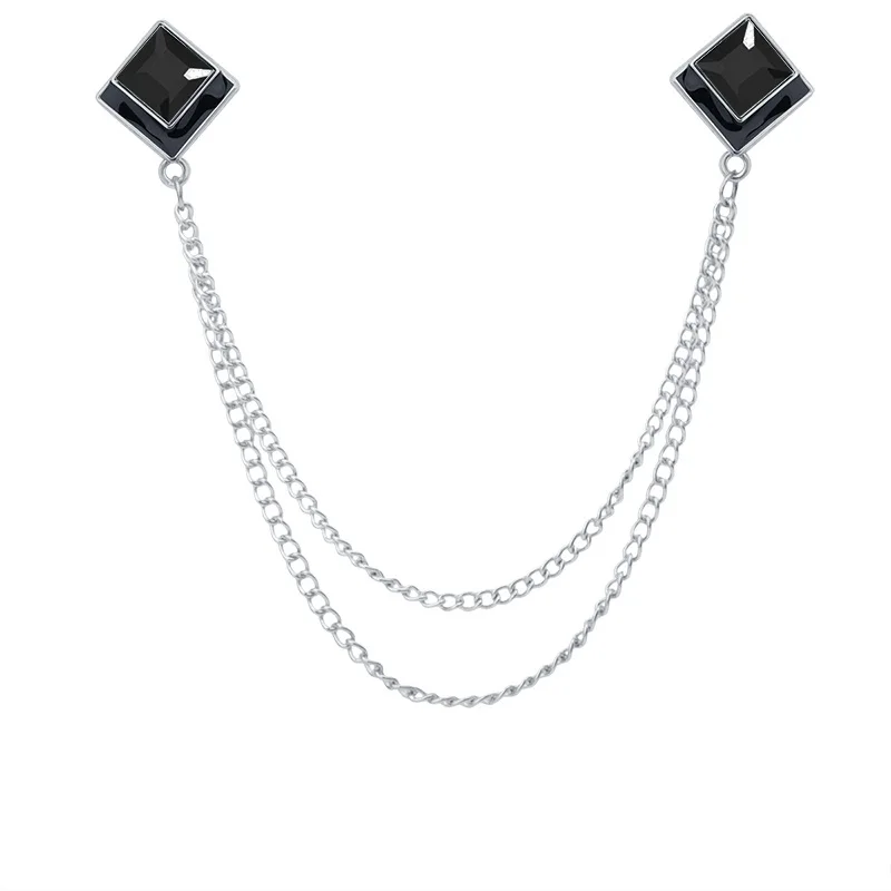 Korean Fashion Geometrische Kristall Brosche Quaste Kette Revers Pin männer Hemd Kragen Schmuck Hochzeit Party Broschen Zubehör – Detail 4