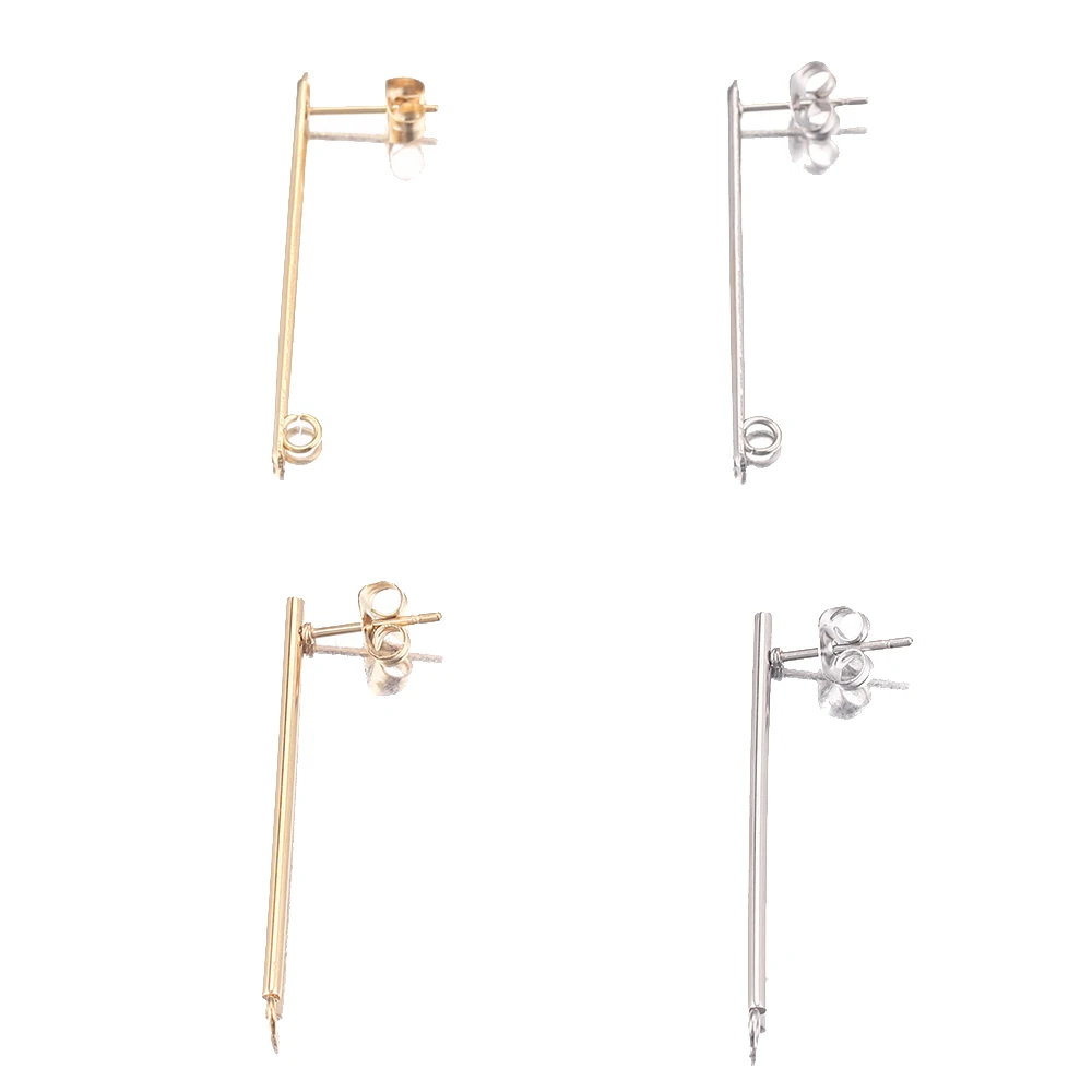 10pcs 18K Gold-Plate Stainless Steel Earrings Findings Stud Earring Pendant Connectors for DIY Jewelry Making Wholesale Women