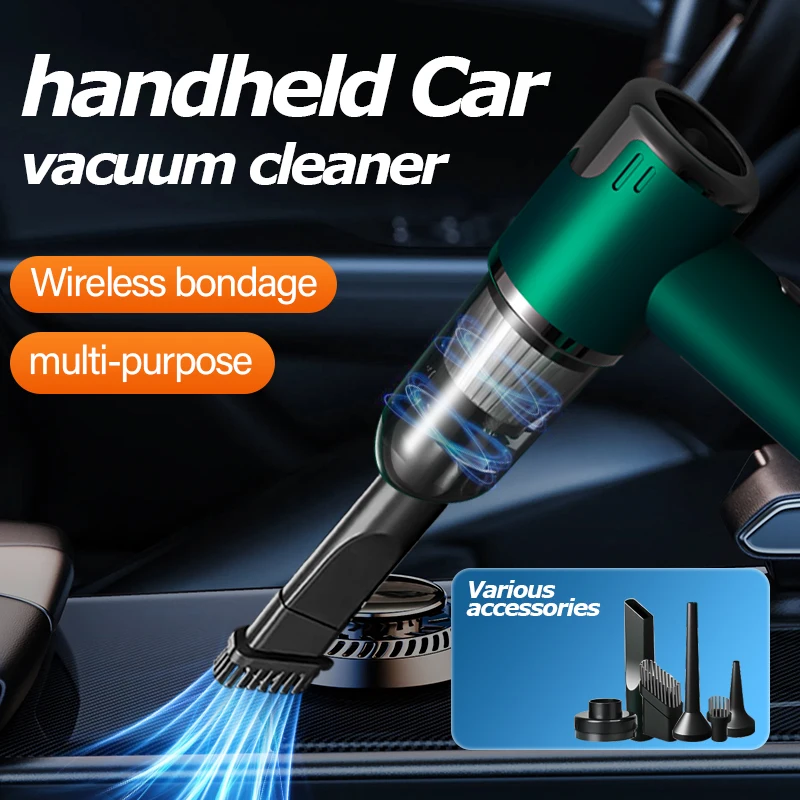 Aspirador inalámbrico de doble propósito para coche y hogar, potente aspirador de mano recargable 3 en 1, batería de 2000*2