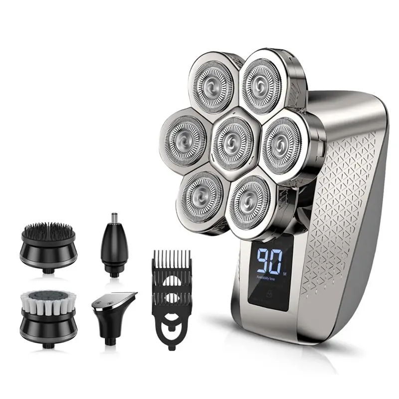 

【LOVE】7D Rotary Head Shavers For Bald Men, Waterproof IPX7, 5-In-1 Grooming Kit, Wet/Dry Shaver With LED Display Accessories