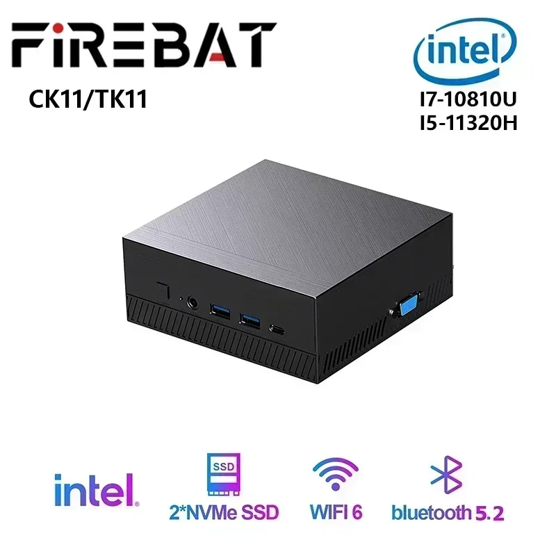 FIREBAT CK11 TK11 Mini PC Gamer Intel I7-10810U I5-11320H Windows 11 DDR4 SSD MiniPC WIFI6 BT5.2 Computer Desktop da gioco