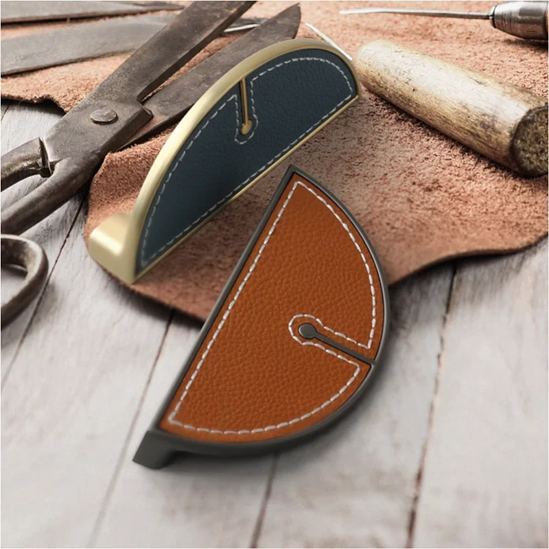 Modern Thickened Zinc Alloy Handle, Light Luxury Drawer, Wardrobe, Cabinet, Light Luxury Selection, Semi-circular Leather Handle