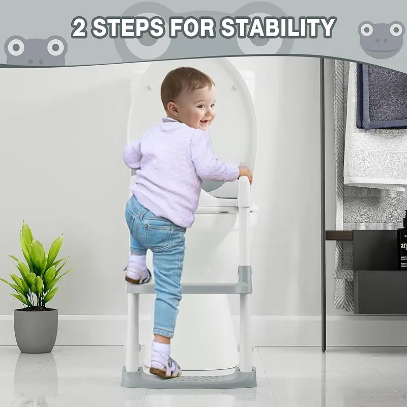 Potty Training Seat with Step Stool Ladder for Toddlers, Potty Training Toilet Anti-Slip Safe Pads Adjustable Height Legs