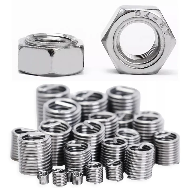 أدوات إصلاح خيط الفولاذ المقاوم للصدأ ذاتية التنصت إدراج محول المكسرات حلزونية إصلاح سهلة التركيب موضوع إدراج موضوع ارتداء عدة