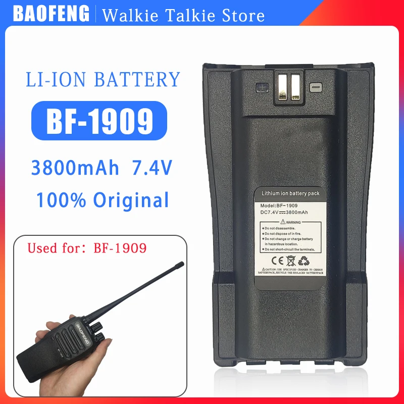 

BAOFENG Walkie Talkie Battery BF-1909 Li-ion 3800mAh Extra Batteries for Two Way Radio BF1909 Replacement Power Radio Receiver