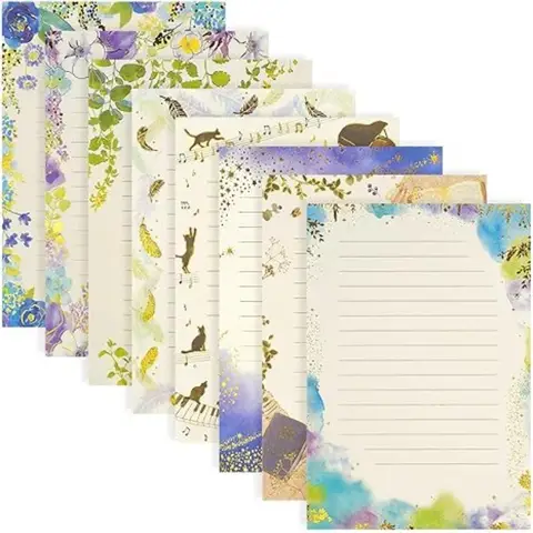 Bilashmart Vintage Cute A5 Letter Paper 8pcs Per Pack Writing Pad Wedding Invitation Party Favor Envelope Daily Writing Note Letter Paper