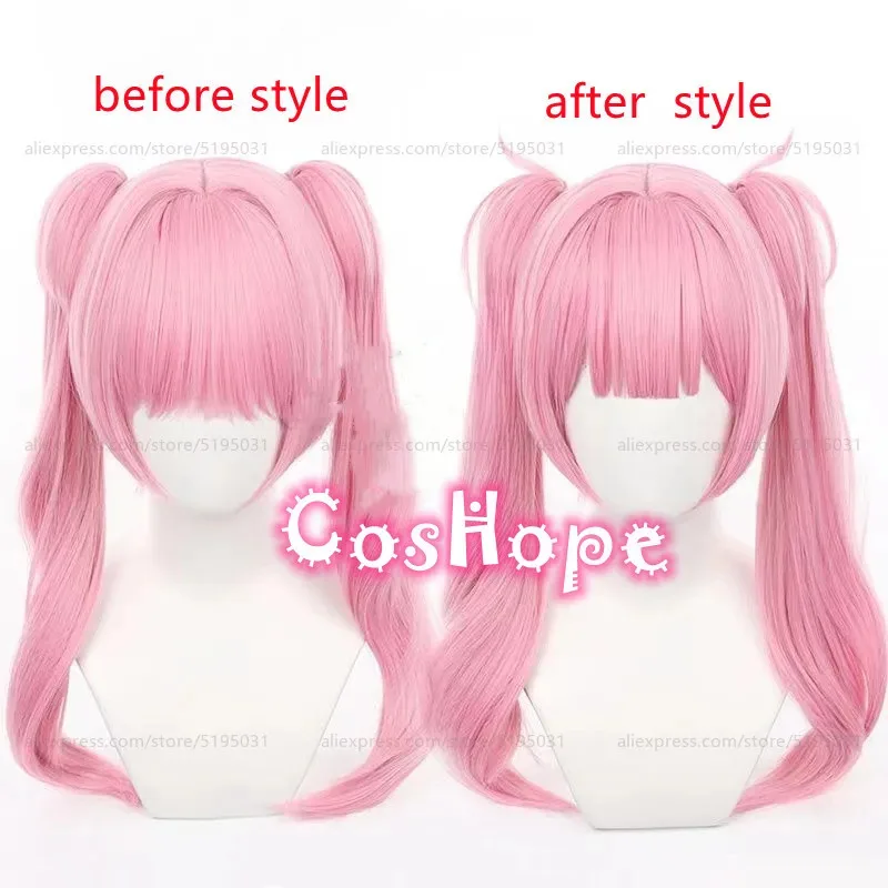 วิกผมสีชมพูแบบหางม้าคู่ ยาว 55 ซม. สำหรับคอสเพลย์อนิเมะ ทนความร้อน ผลิตจากเส้นใยสังเคราะห์ รุ่น 2025 ลี่เทียนซี