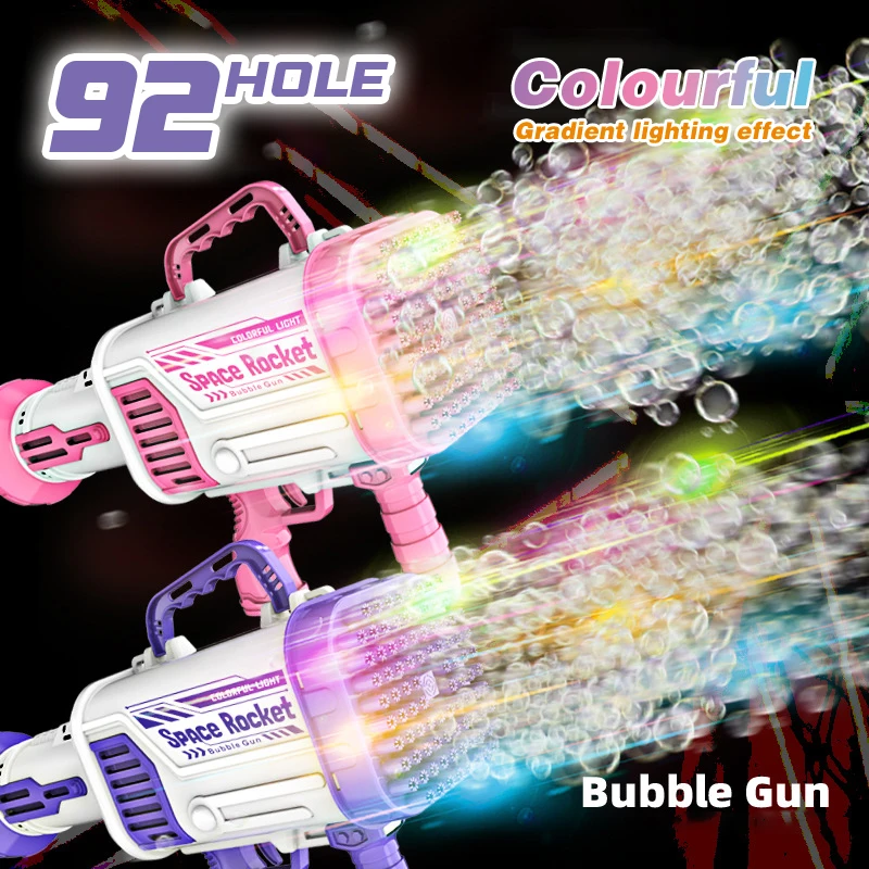 92 Hole Bubble Gun Automatic Bubbles Machine Soap Children Blowing Bubble Toys Oversized Portable Outdoor Bubble Machine Kid Toy